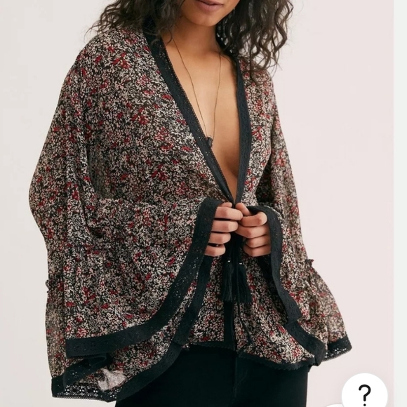 Free People Size Large Lola Floral Cardigan Kimono - Picture 2 of 5